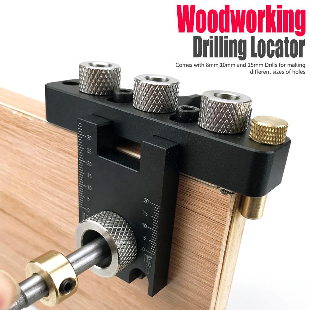 3-in-1 Woodworking Drilling Locator, Dowel Hole Puncher for Embedded Parts Positioning