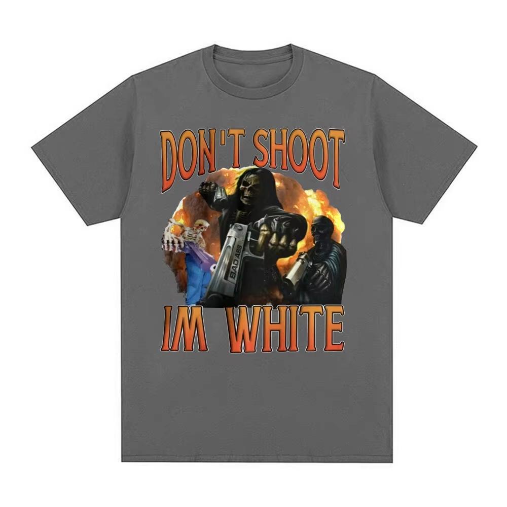 Funny Don't Shoot Im White Meme Graphic T-shirts for Men Casual Humor Short Sleeve T Shirt Unisex Vintage Fashion Gothic T-shirt