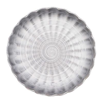 24to3 Nishitomi Ceramics Hasami Ware Chrysanthemum-Shaped Small Plate, Approx. 11cm, Silver-Wrapped, Made In Japan, 477383