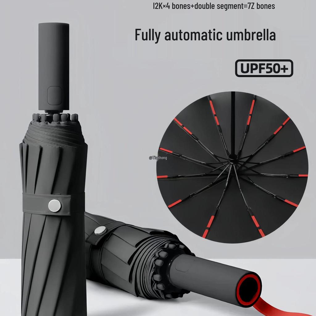 72-Rib Automatic Windproof UV Protection Umbrella: Extra Large, Foldable, Rain or Shine