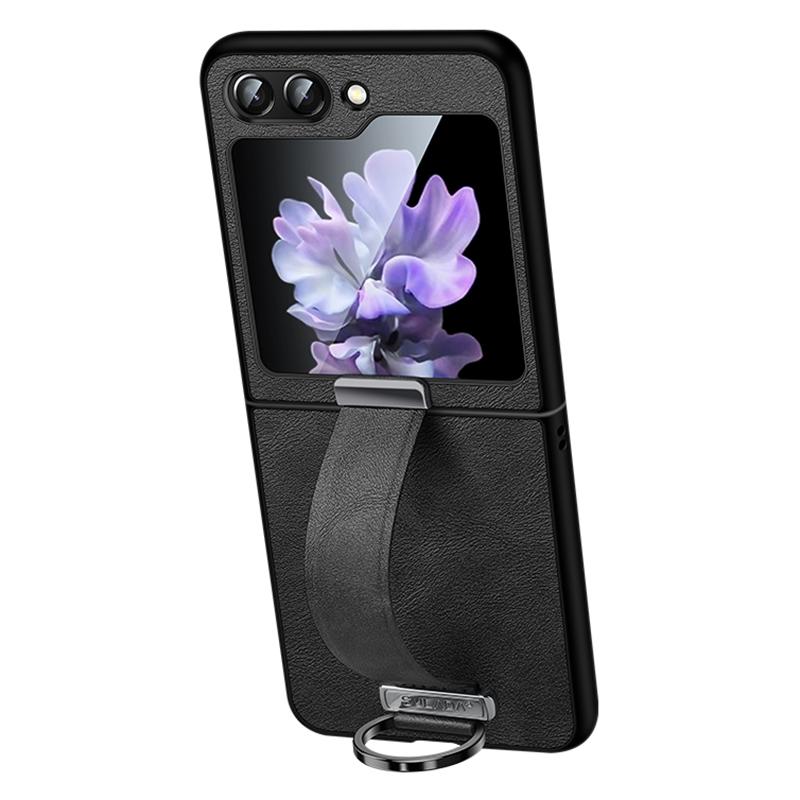 SULADA Fashion Series for Samsung Galaxy Z Flip5 5G Phone Case PU Leather+PC Wristband Kickstand Protective Cover