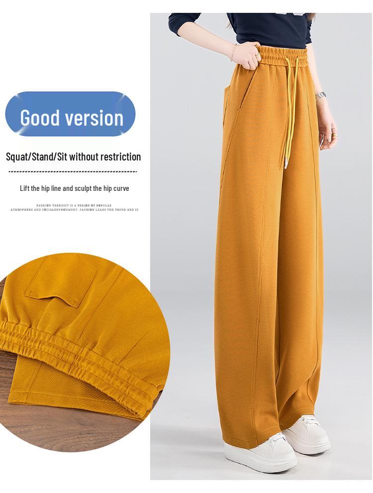 Korean Style High Waist Curved Blade Wide Leg Pants for Women - Spring/Autumn 2026
