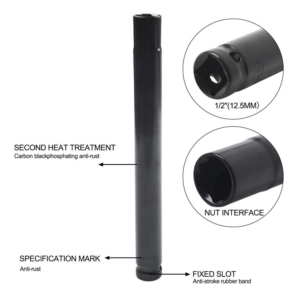 1pc 200mm Wrench Socket 1/2 Drive Deep Wrench Socket 14-32mm Adapter Nuts Driver Removal Tool For Spanner Converter