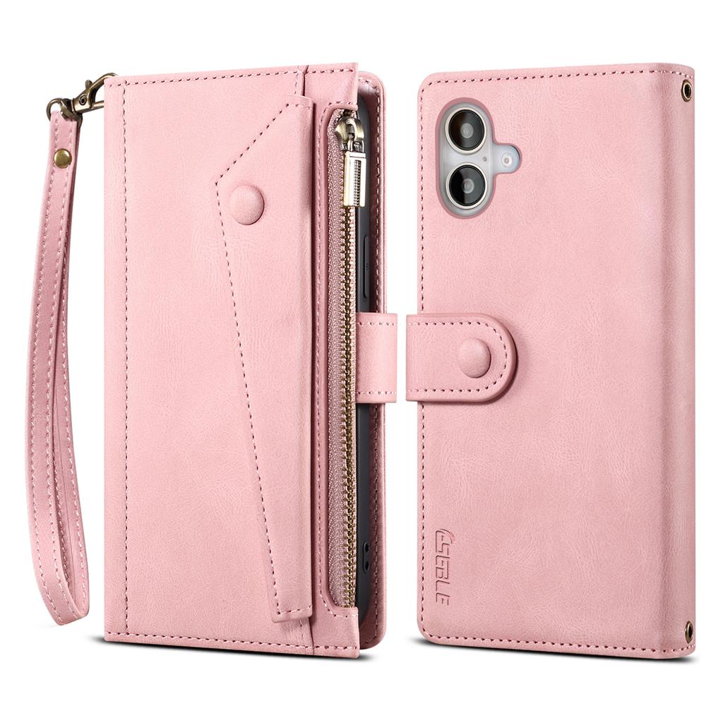 ESEBLE Star Series For iPhone 16 Plus Case Zipper Wallet Leather Stand Phone Cover