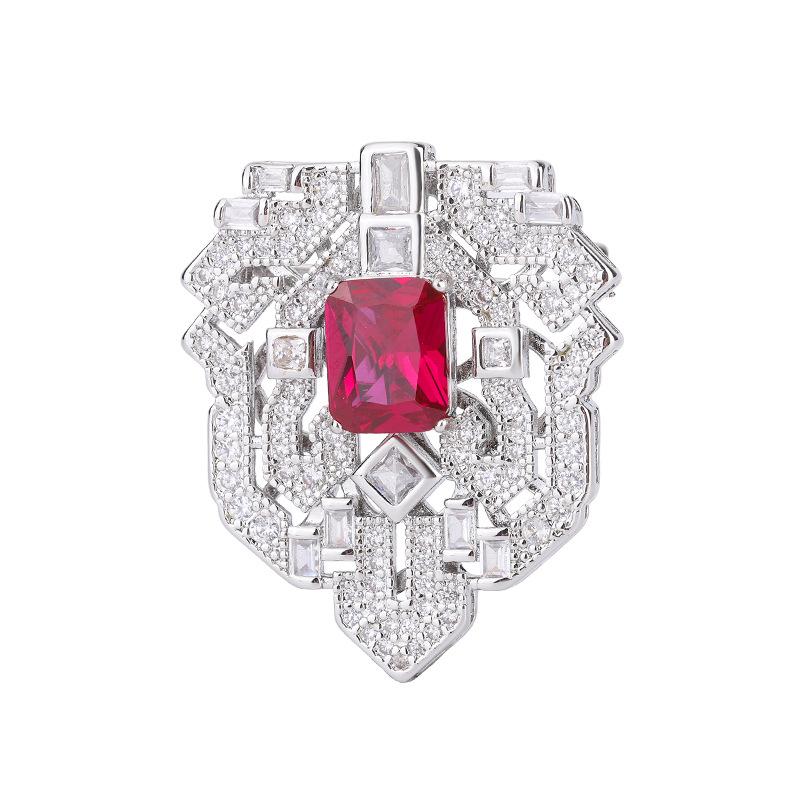 Summer Women's Simple Korean Version Fashion and Temperament Women's Brooch Colorful Style with Zircon Green Red Accessories