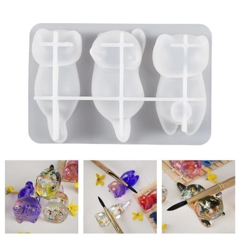 Silicone Pendant Mold Clay Molds Cat Shape Keychain Moulds Silicone Material Perfect Gift for Hand Making Lover