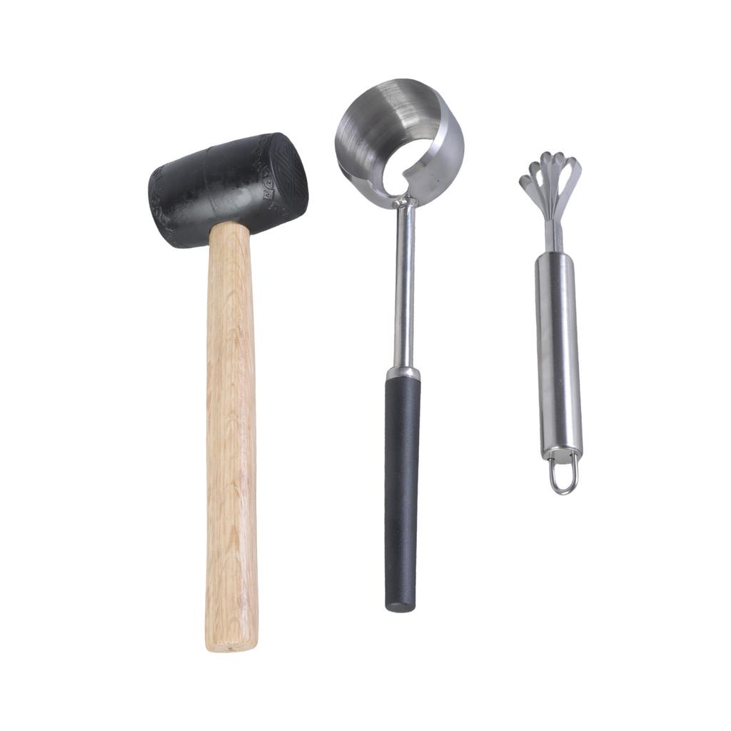 Kokosnussöffner mit Gummihammer Edelstahl Kokosnussöffner Werkzeuge Kokosnussfleischhobel Einfach zu bedienen