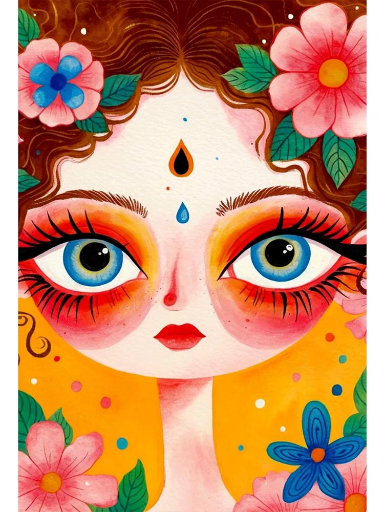 Anime 5D Diamond Painting Kit Full Round/Square Diamond Mosaic Cartoon Girl Eyes Rhinestone Embroidery DIY Home Decor Gift