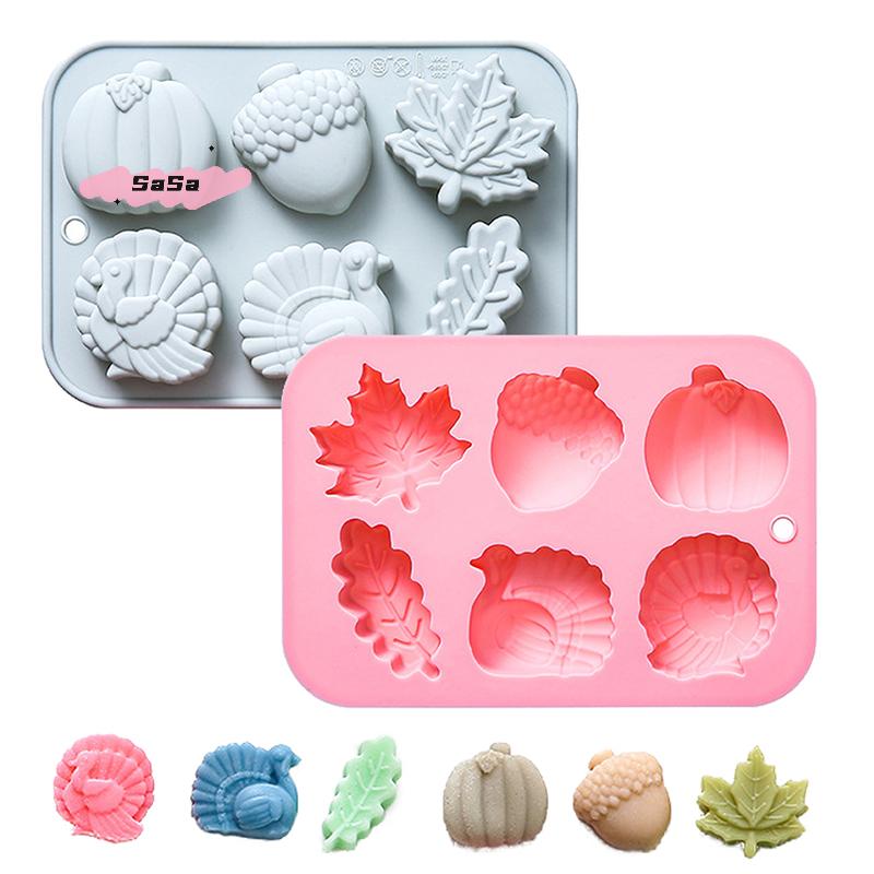 3D Pumpkin Silicone Mold Fall Thanksgiving Halloween Autumn Leaf Acorn Turkey Shape Chocolate Mold for Baking And Cooking