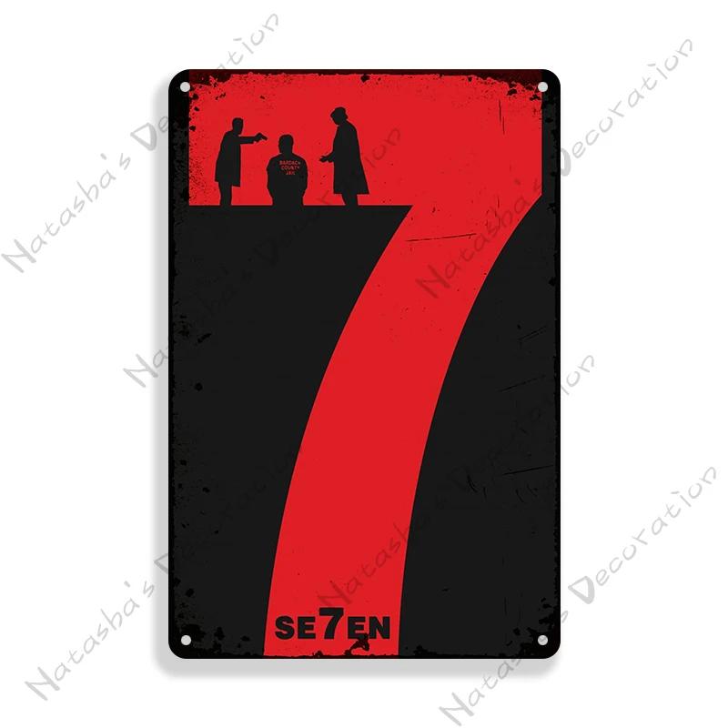 Classic Movie Poster Se7en Metal Sign Wall Plate Retro Decorative Sign Home Bar Club Cafe Cinema Wall Decor Vintage Metal Plaque