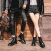 Lychee pattern Martin boots women's first layer soft cowhide couple short boots British leather locomotive boots round head trend