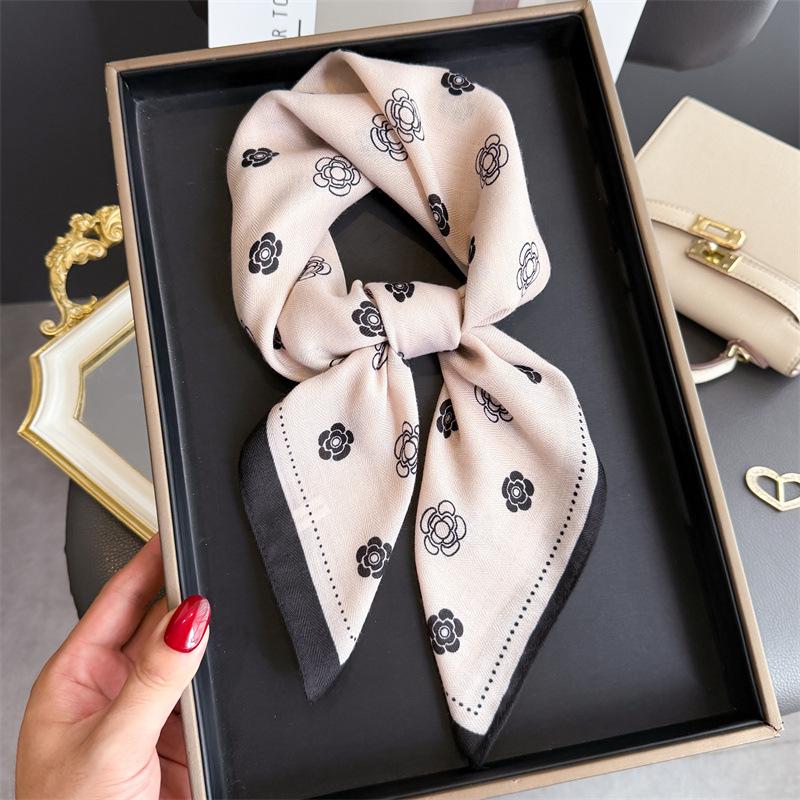 Luxury Brand Linen-Cotton Print Square Scarf Women Neck Tie Female Hair Bandana Headkerchief Shawl Wrap Hijab Echarpe
