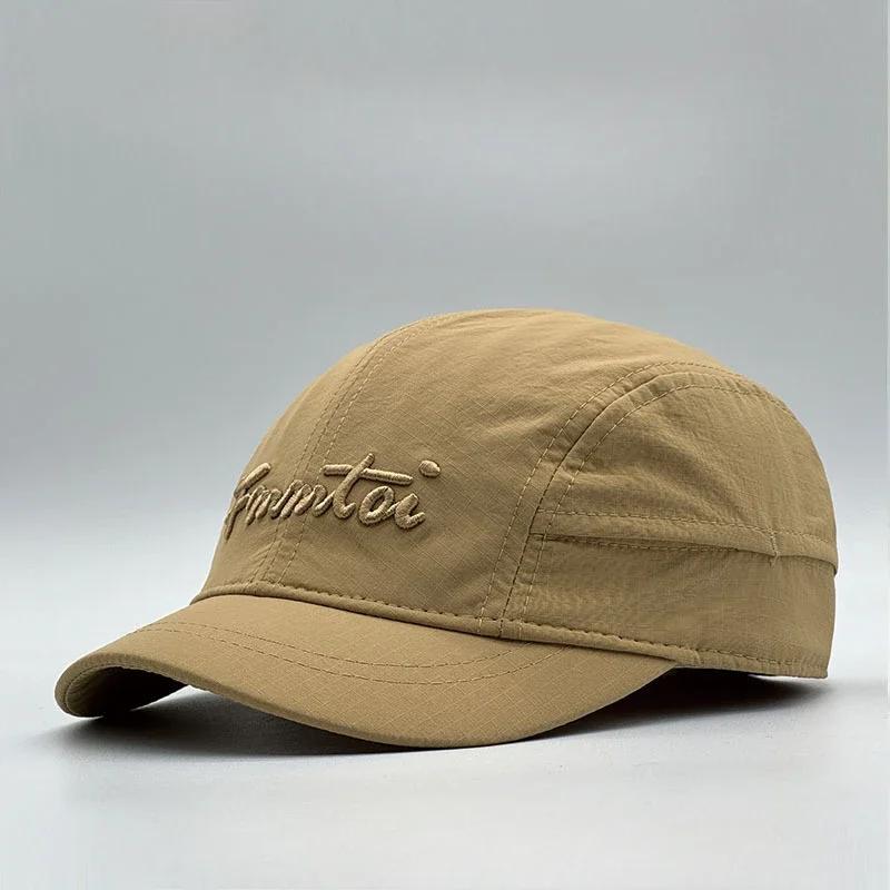 Big Size 62cm Short Brim Quick Drying Baseball Caps New Embroidered Letter Breathable Sun Hat Men Outdoor Fishing Snapback Cap