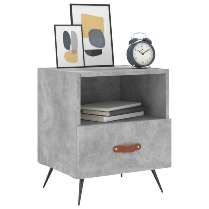 VidaXL Tables de chevet 2pcs gris béton 40x35x47,5cm bois d’ingénierie 827381
