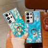Electroplating Laser Flowers Suitable for Samsung S25 Ultra Mobile Phone Case Ring Bracket S24PLUS Hard Shell A56