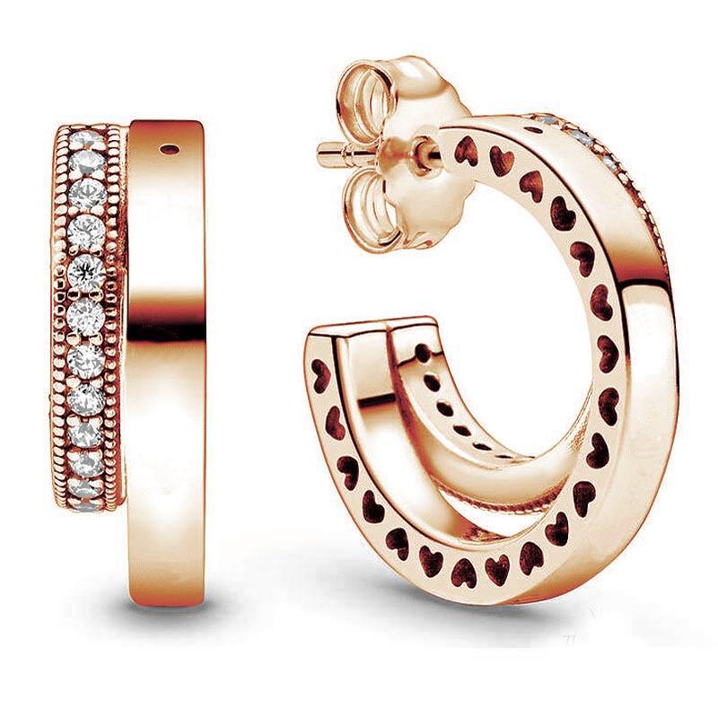 925 Sterling Silver Earring Allure  Of Faith Signature Circles Moments Charm Double Hoop Earring For Women Fashion Jewelry