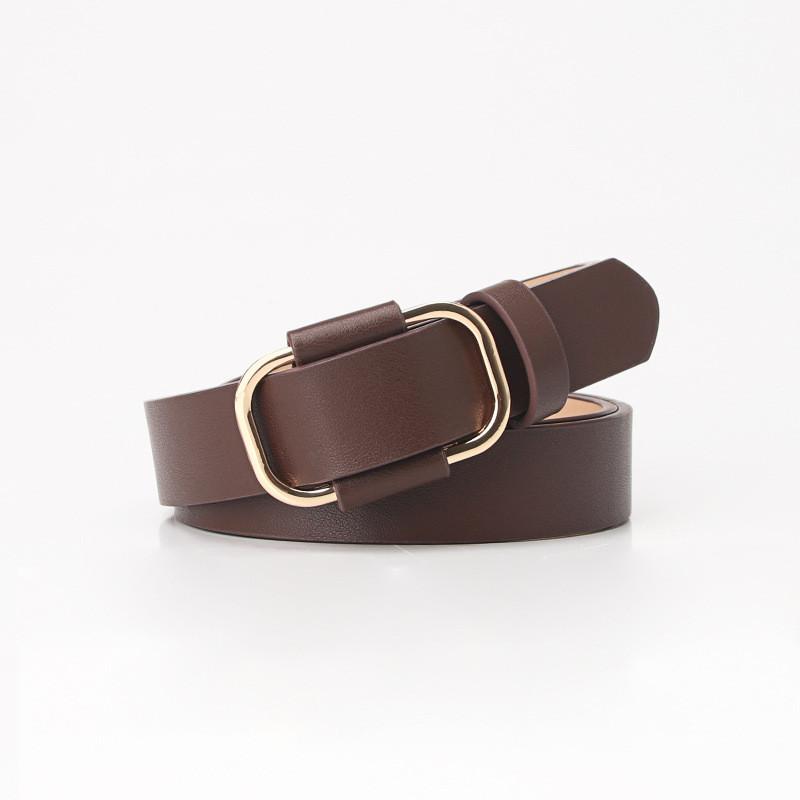 Womens Minimalist Faux Leather Belt For Jeans And Pants With Alloy Buckle