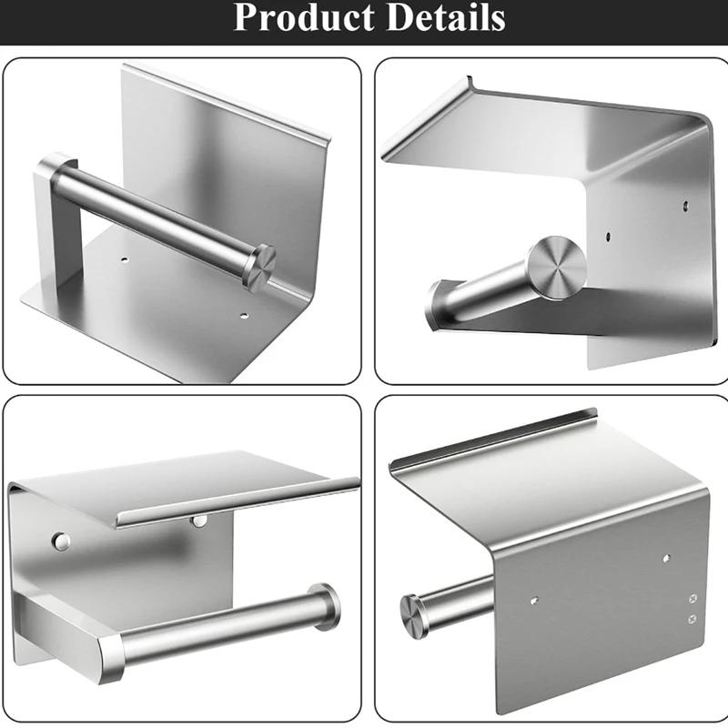 304 Stainless Steel Toilet Paper Holder Equipped with 2 Towel Hooks, Excellent Anti-corrosion and Anti Rust Performance Shelf