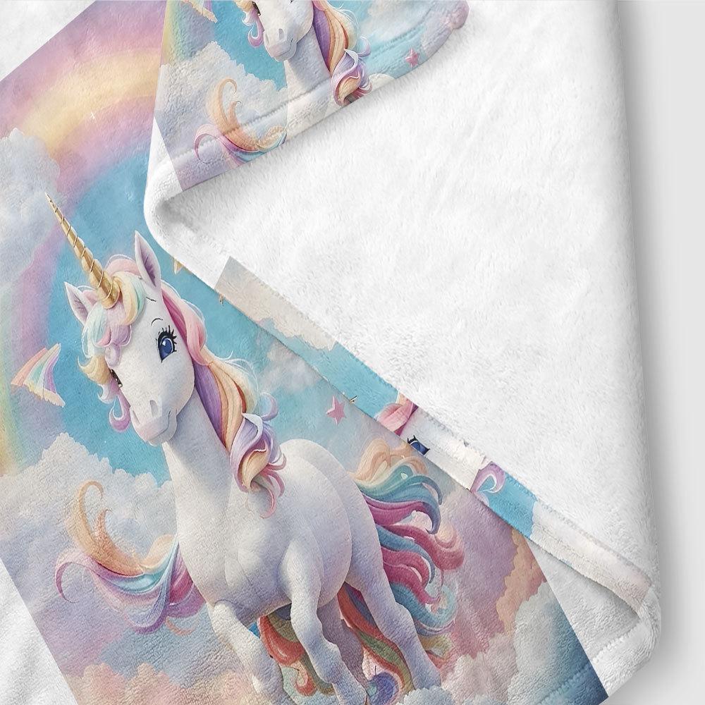 Unicorn Flannel Blanket with Custom Printing - European & American Design