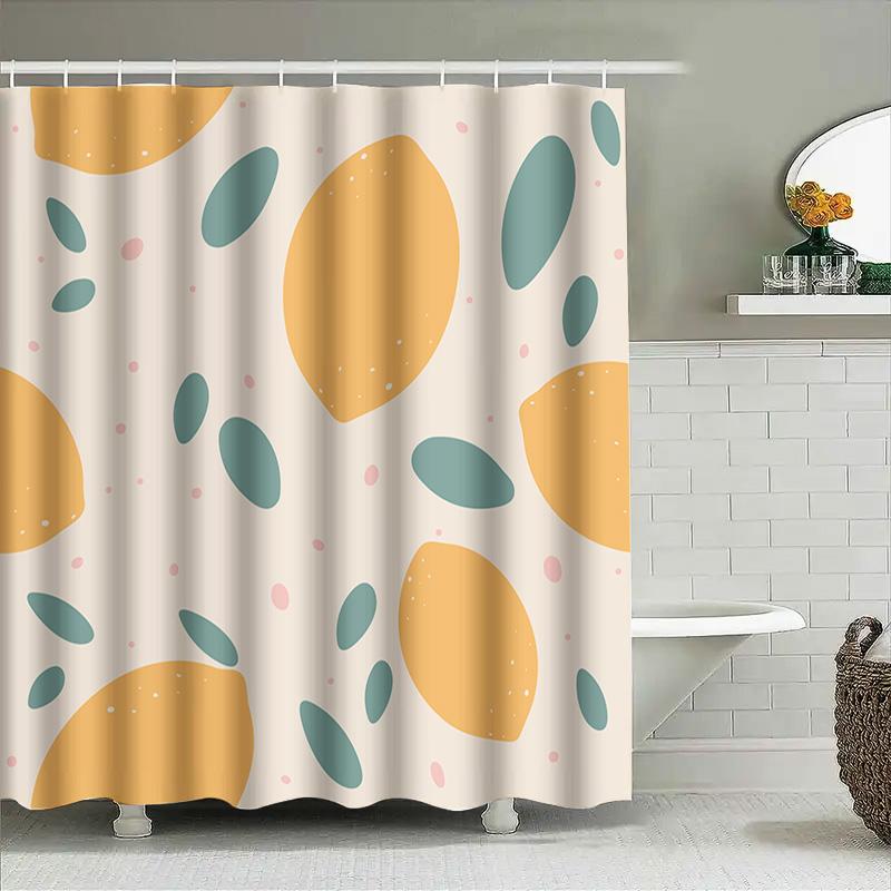 Leopard Print Shower Curtain Modern Decorative Design For Bathrooms Green Orange Leaves Pattern