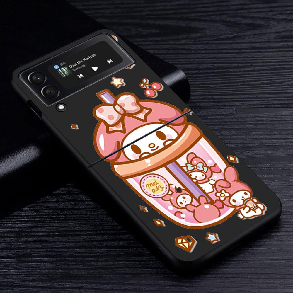 Hello Kitty Kuromi Case for Samsung Galaxy Z Flip4 Flip3 5G PC Hard Cell Phone Shell Z Flip 4 3 Black Coque Zflip4 Zflip3 Cover