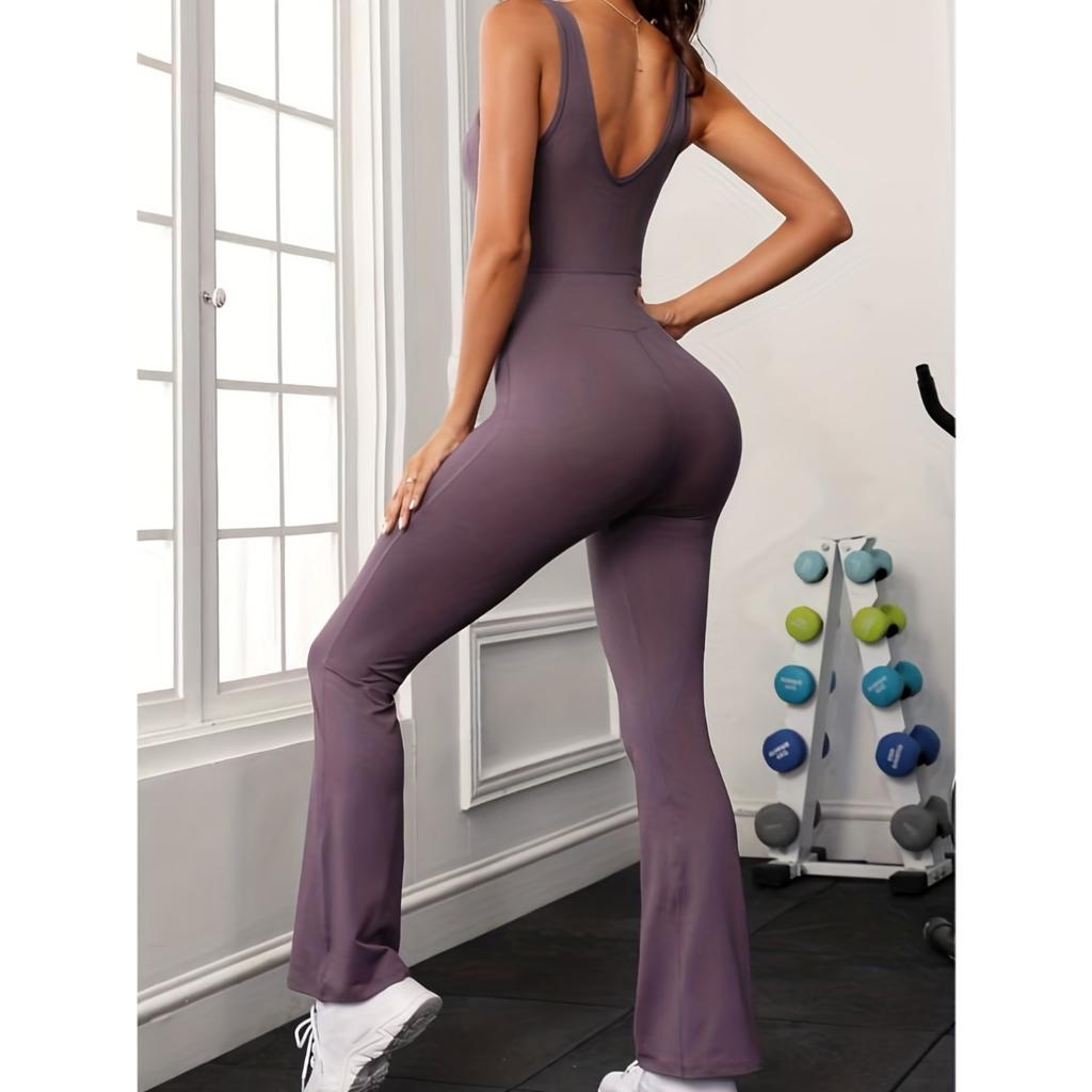 One Piece Fitness Jumpsuits Kvinner Ensfarget Bodysuit Sømløs Playsuit Backless Yoga Sportswear