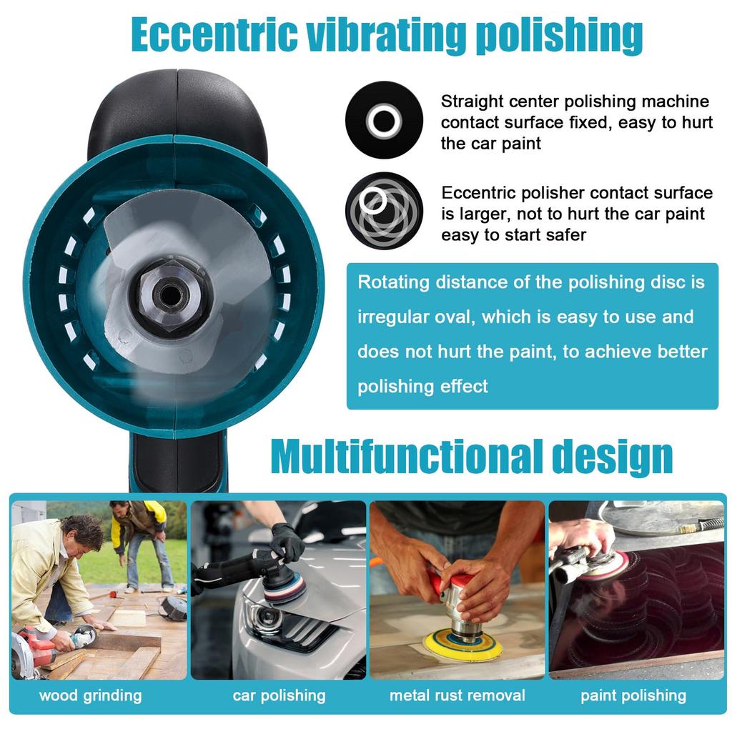 21V Cordless Car Polisher 8 Gears of Speeds Adjustable Electric Auto Polishing Machine Multifunction Home Cleaning