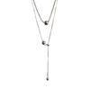Personality Design Silver Color Stainless Steel Beaded Ball Pendant Necklace For Women Double Layer Hip Hop Rock Chokers Jewelry