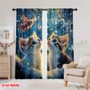 2pcs,2D Plane Printing Print Curtains Crystal Kittens Polyester Woven (without Rod) All Seasons for Living Room, Bedroom & Home