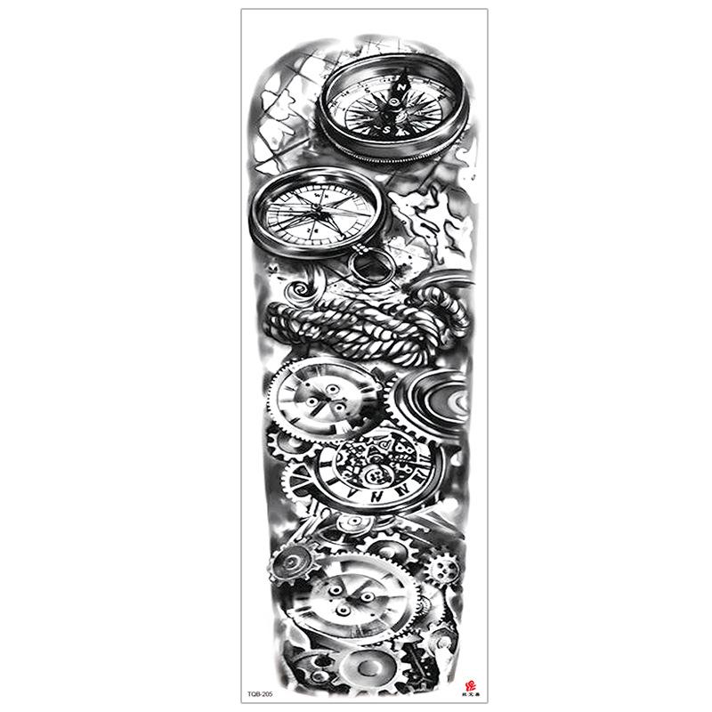 New Waterproof Full Arm Tattoo Stickers – Large Floral & Lion Design, Cross-Style, Hot Selling