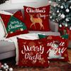New Red Snowman Christmas Pillow Case Line Printed Pillow Case Festive Room Sofa Decoration Cushion Case