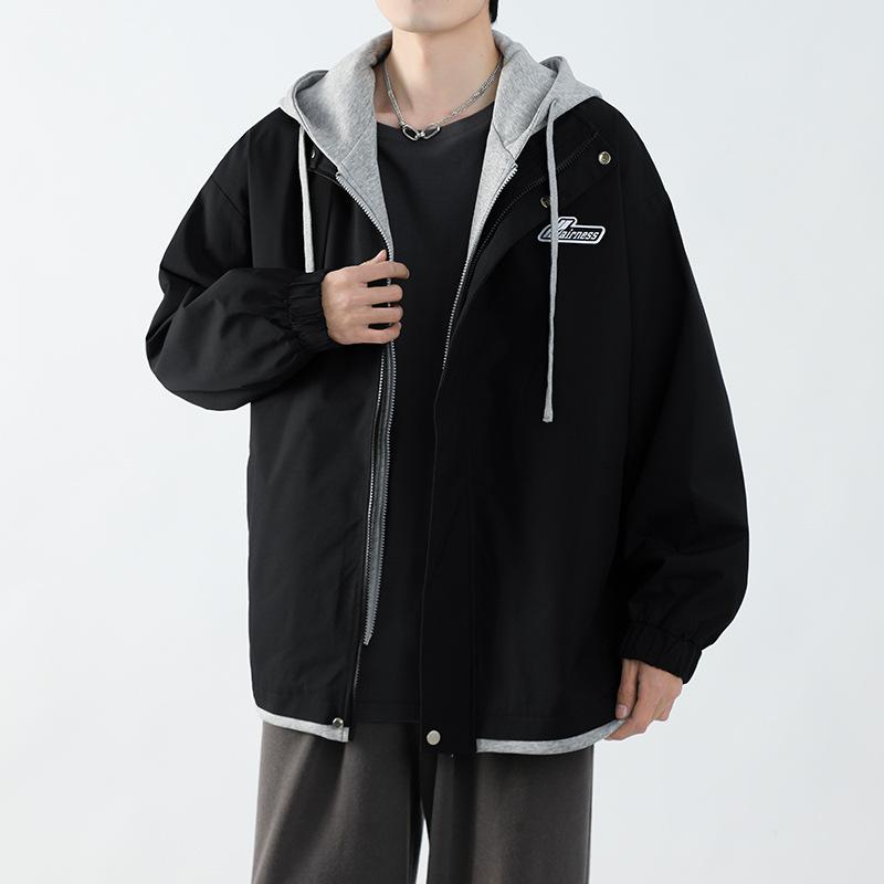 

Поддельные подростковые два мальчика заряжающие одежда весна и осень студенческий свитер куртка в стиле Harbor куртка мужская одежда 3XL чёрный