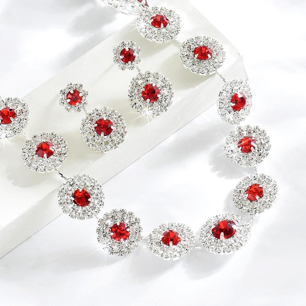 Zinc Zinc Alloy Bridal Jewelry Set Shiny Luxury Jewelry Brilliant Wedding Rhinestone Set Holiday