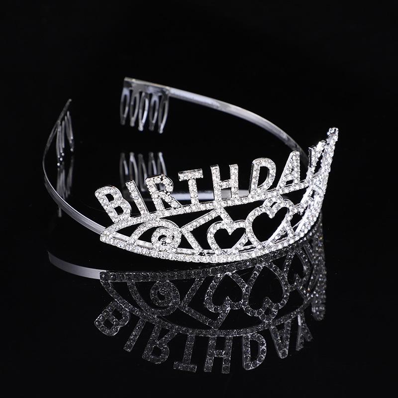 Geburtstags-Haaraccessoires kreatives Diamant-Buchstaben-Stirnband Hochzeit Prinzessin Legierung Stirnband Krone Stirnband Accessoires