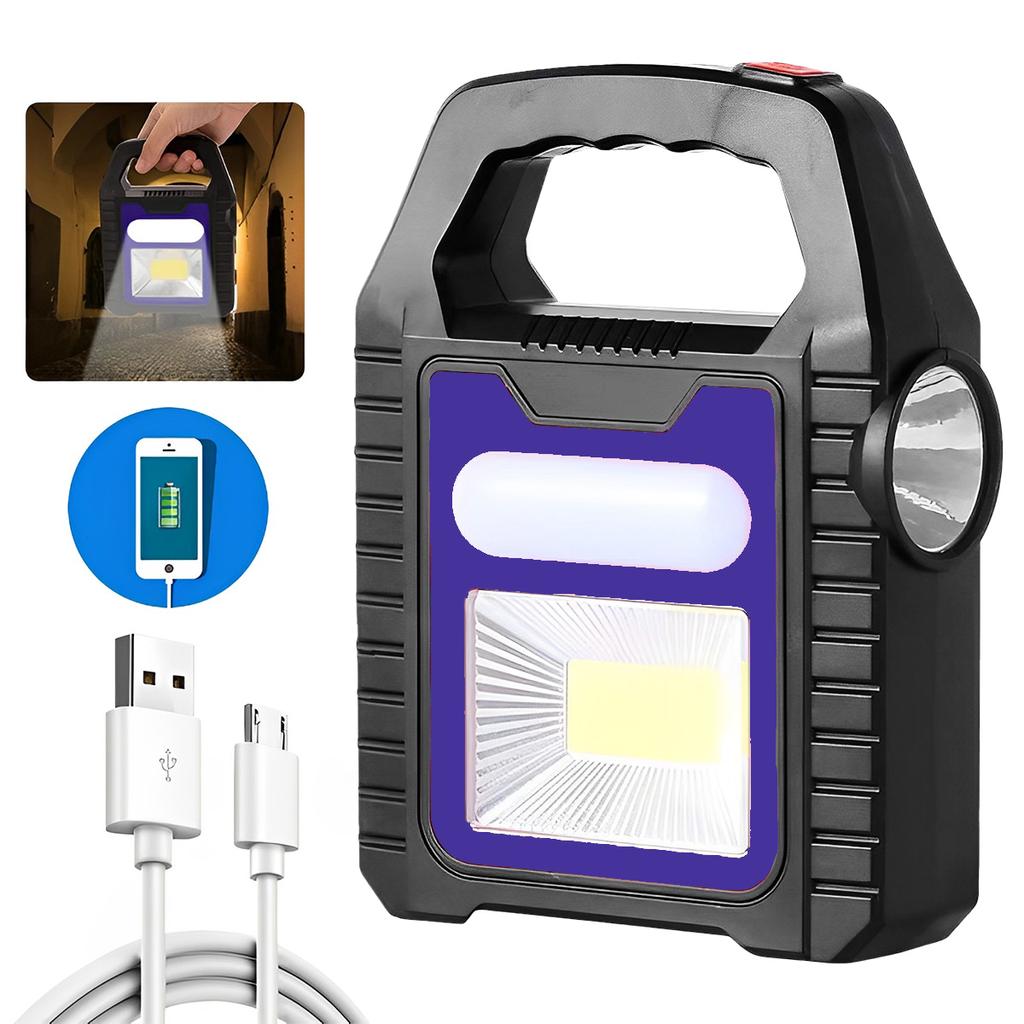 Solar Flashlight With USB Charging Outdoor Led Spotlight Searchlight USB Rechargeable Camping Flashlight Solar Spotlight