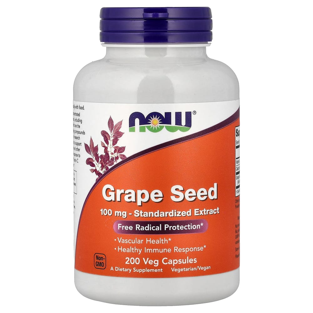 Now Foods Grape Seed Standardized Extract 100mg Veg Capsules 200 Count