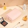 Portable Makeup Bag Faux Leather Cosmetic Bag Waterproof Solid Color Toiletry Organizer for Daily Use Travel Business Trip