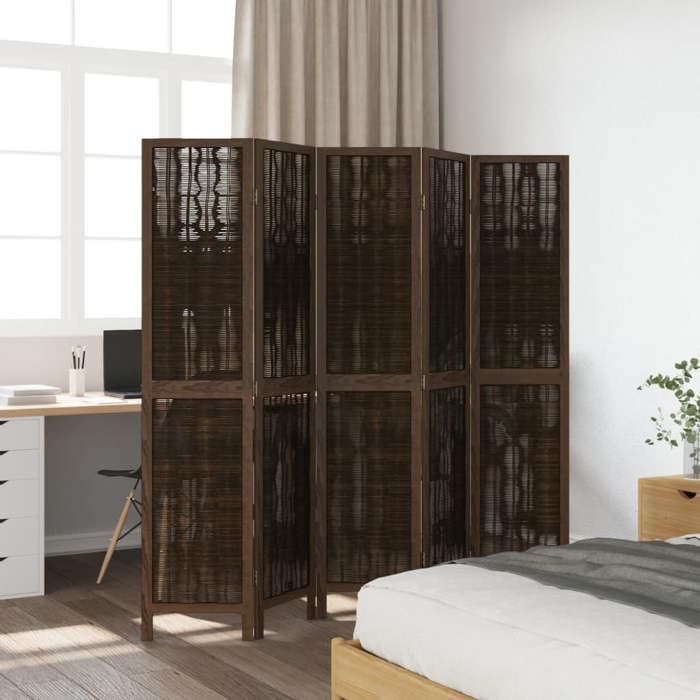 VidaXL Room Divider 5 Panels, Room Separator, Privacy Screen, Folding Screen Bedroom Living Room, Dark Brown 358662