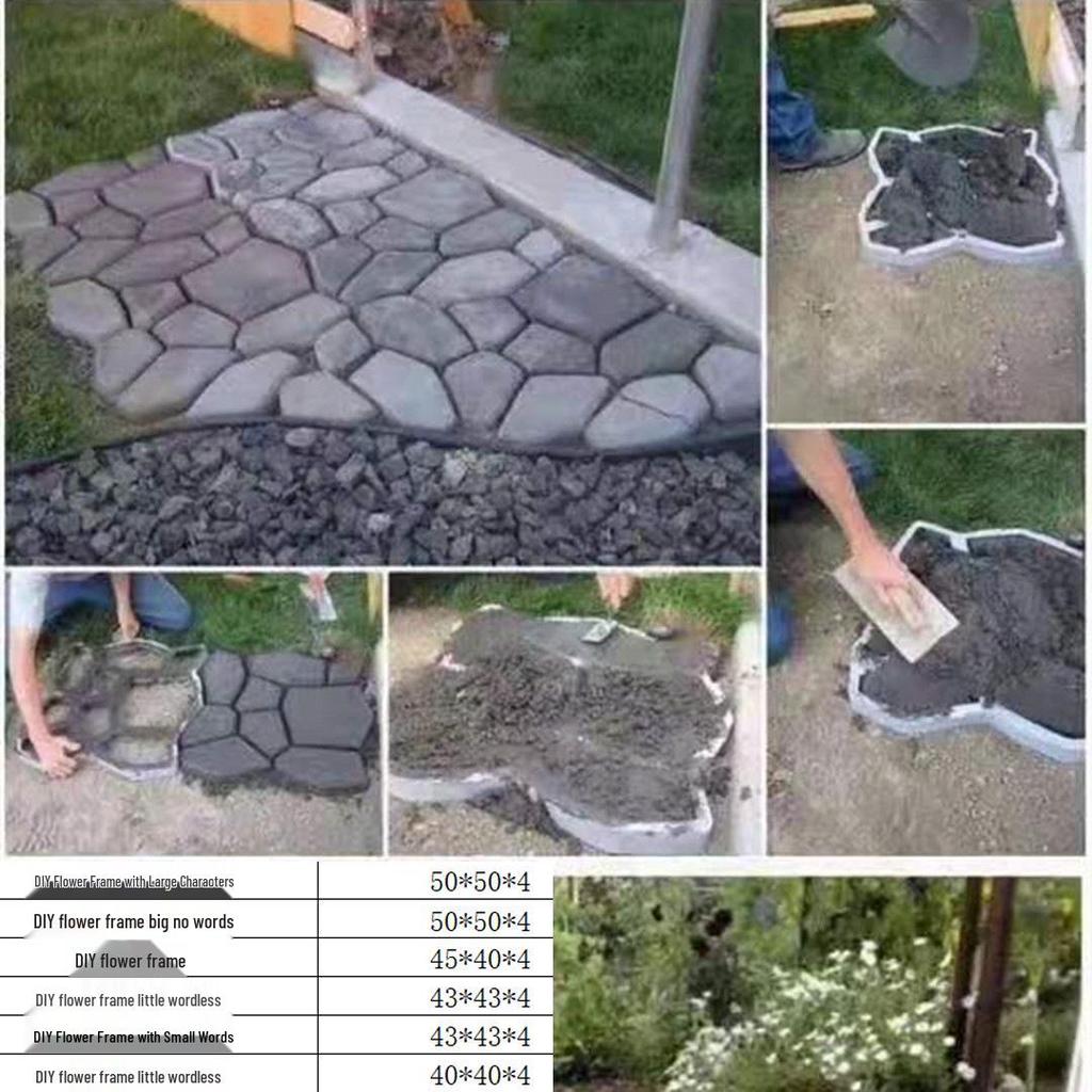 Garden Paving Colored Brick Molds - DIY Embossed Cement Flower Frame