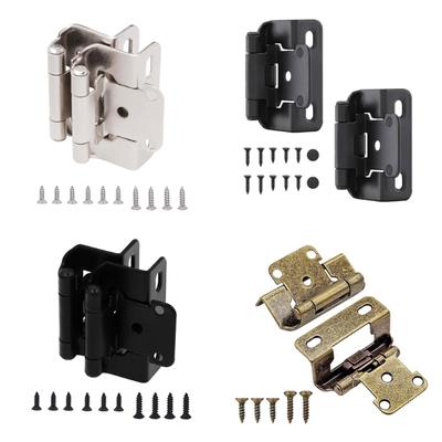 Set of 2 Practical Antique Steel Kitchen Cabinet Hinges With 1/2Inch Overlays Partial Wrap Closing Half Hide Designs