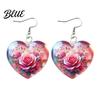 Comfortable Acrylic Earrings 1 Pair Hook Rose Flower Pattern Heart