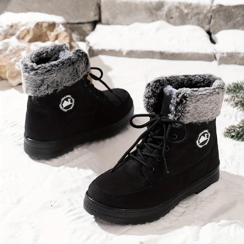 Women's Winter Outdoor Snow Boots Lace Up Thick Plush Lined Insulated Anti-Slip Waterproof Athletic Ankle Booties