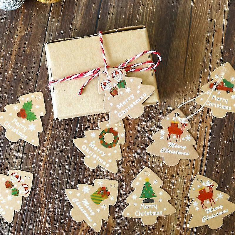 Christmas Gift Tags 48 Count With String (12 Assorted Designs For Xmas Present Wrap And Label Package Name Card)