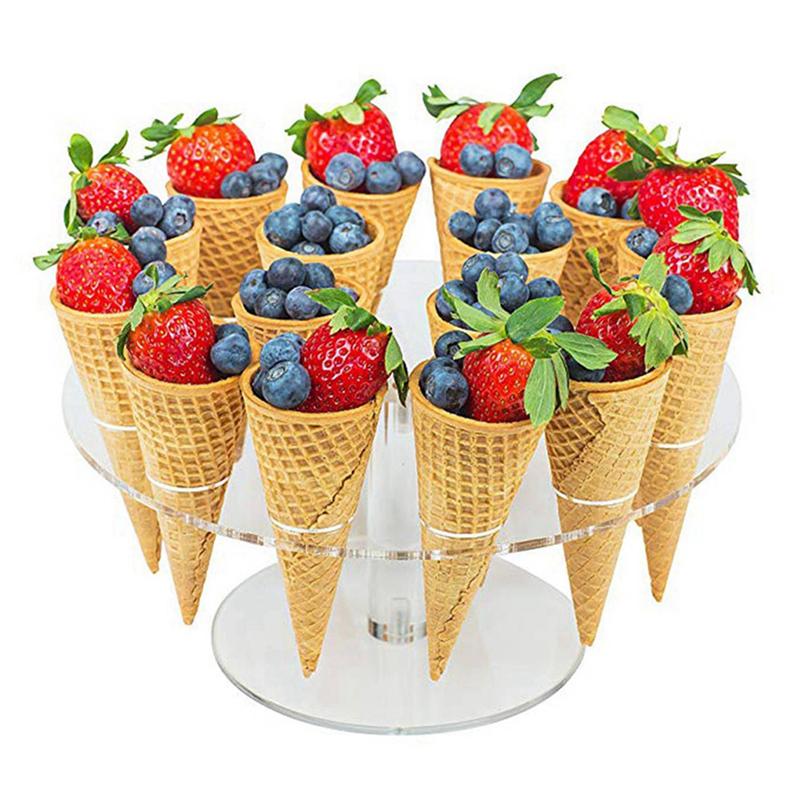 

6 Pack Ice Cream Cone Holder, 16 Holes Acrylic Ice Cream Cone Display Stand, Clear Waffle Hand Roll Sushi Display Rack-B61B прозрачный