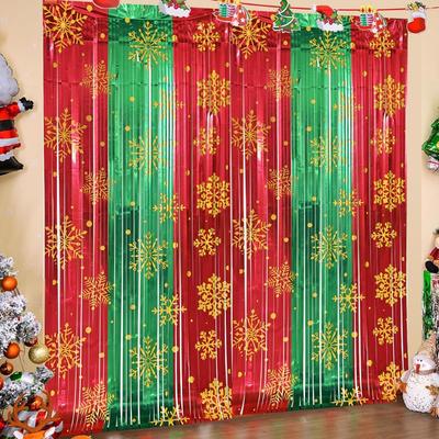 1-10PCS Snowflake Tinsel Curtain Christmas EveParty DecorationMetallic Foil Fringe Backdrop for BirthdayWeddingPhotography Props