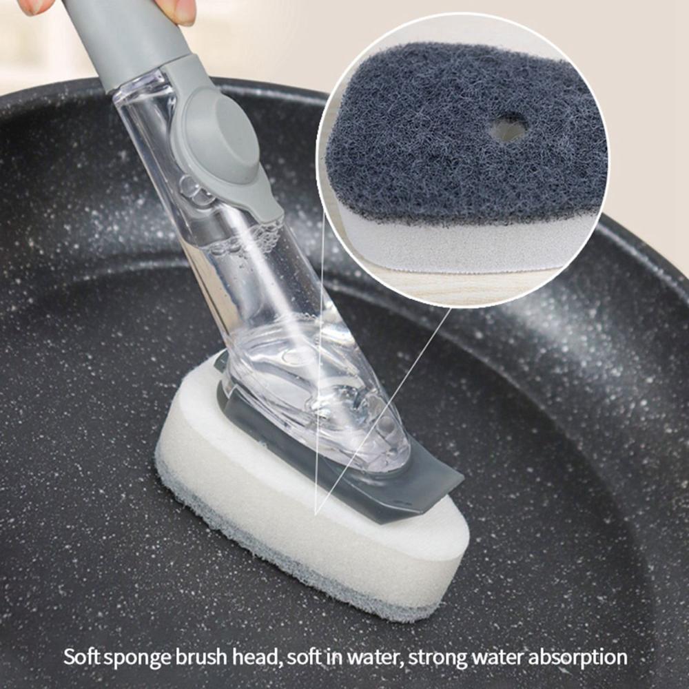 Kitchen Refillable Dishwashing Multifunctional Dish Scrubber Brush Scrub Cleaner Sponge
