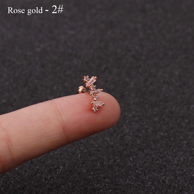 Free Shipping Curved Cz Cartilage Stud Helix Rook Conch Screw Back Earring 10g Stainless Steel Ear Piercing Jewelry