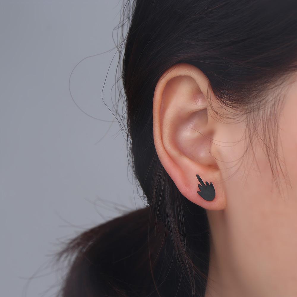 Gift Silver Plate Punk Party Women Men Accessories Korean Earrings Middle Finger Up Earrings