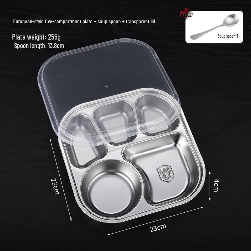 304 Stainless Steel Square Divided Food Tray