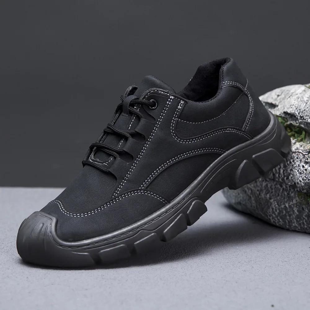 

Мужская повседневная обувь, новые трендовые спортивные повседневные туфли из синтетической кожи, мужская обувь на шнуровке, удобная обувь для спорта на открытом воздухе, походов 44 чёрный
